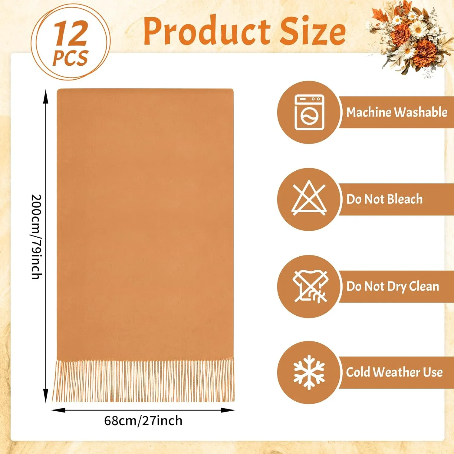 12 Pack Wedding Pashmina Shawls Wraps Bulk 79 x 27 Scarf for Guests Wedding Favor Bridal Shawls Gift Outdoor
