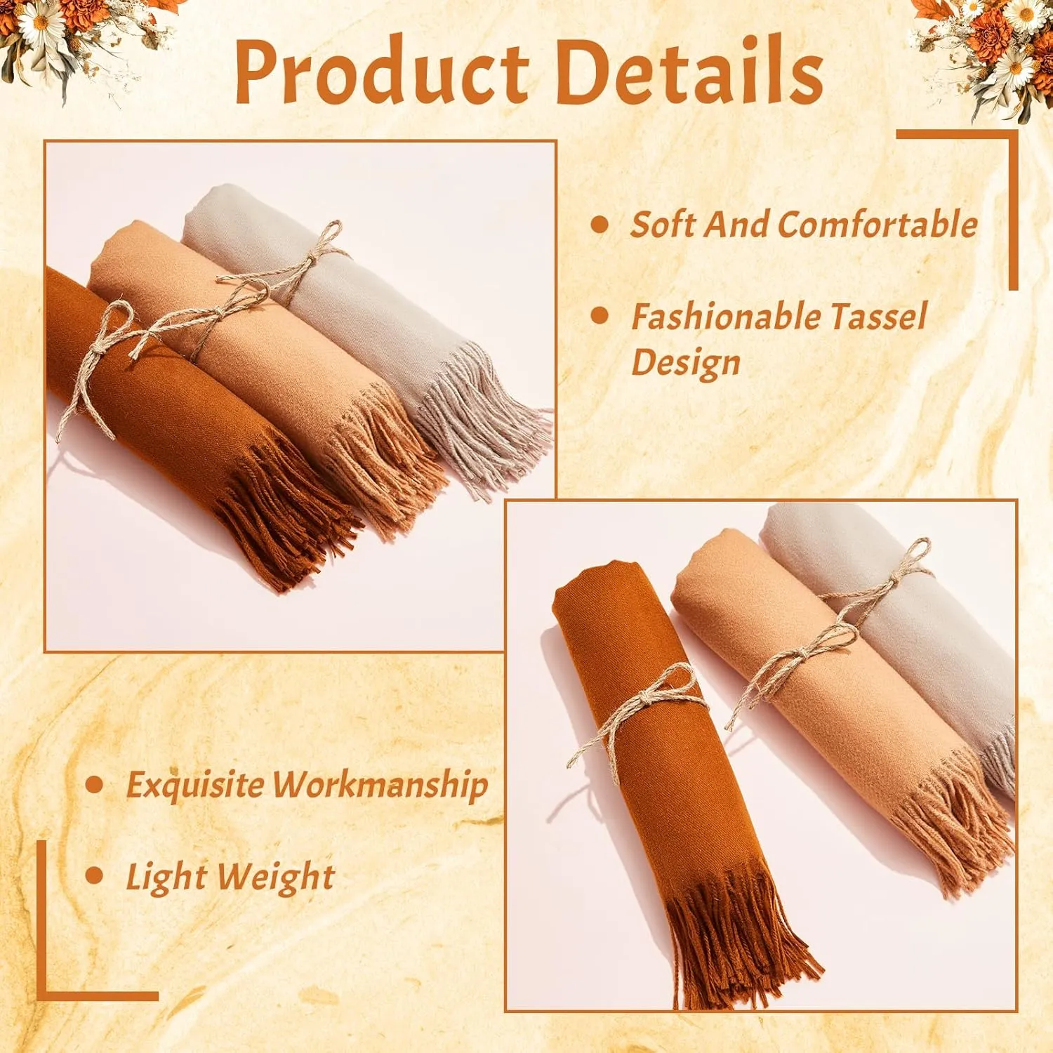 12 Pack Wedding Pashmina Shawls Wraps Bulk 79 x 27 Scarf for Guests Wedding Favor Bridal Shawls Gift Outdoor