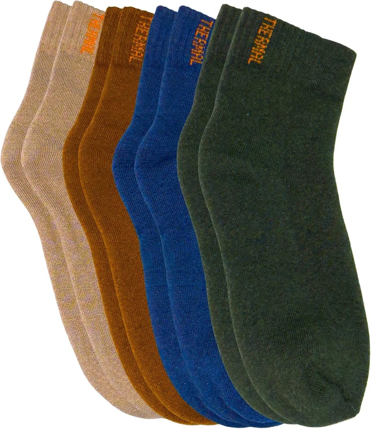 Active Feet’s 4-Pack Wool Socks Bundle in Beige, Brown, Navy Blue, Dark Green - Women's Winter, Hiking, and Thick Wool Socks, 6-9.5