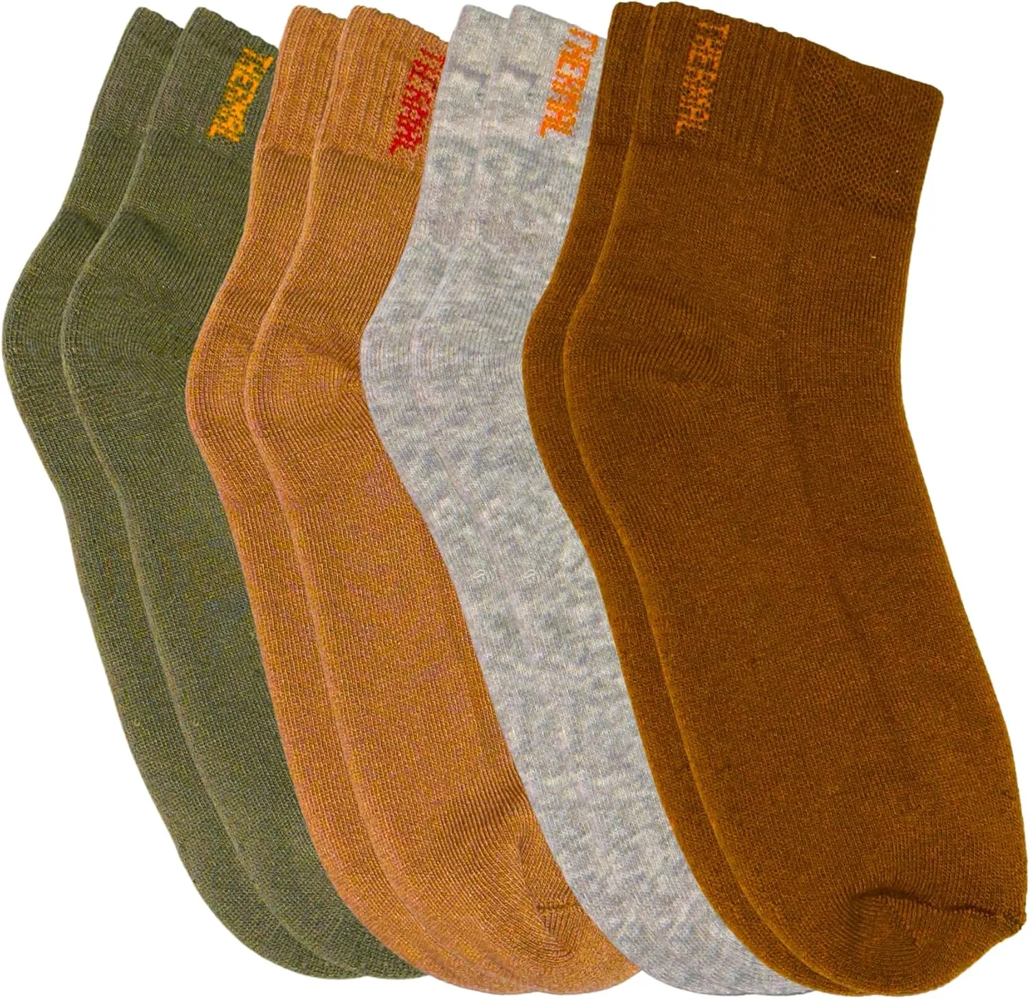 Active Feet’s 4-Pack Wool Socks Bundle in Military Green, Grey, Salmon, Brown - Women's Winter, Hiking, and Thick Wool Socks, 6-9.5