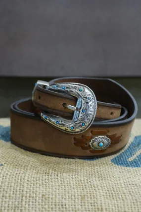 Alberto Luti - Type 912/35 Western Leather Belt in vintage suede