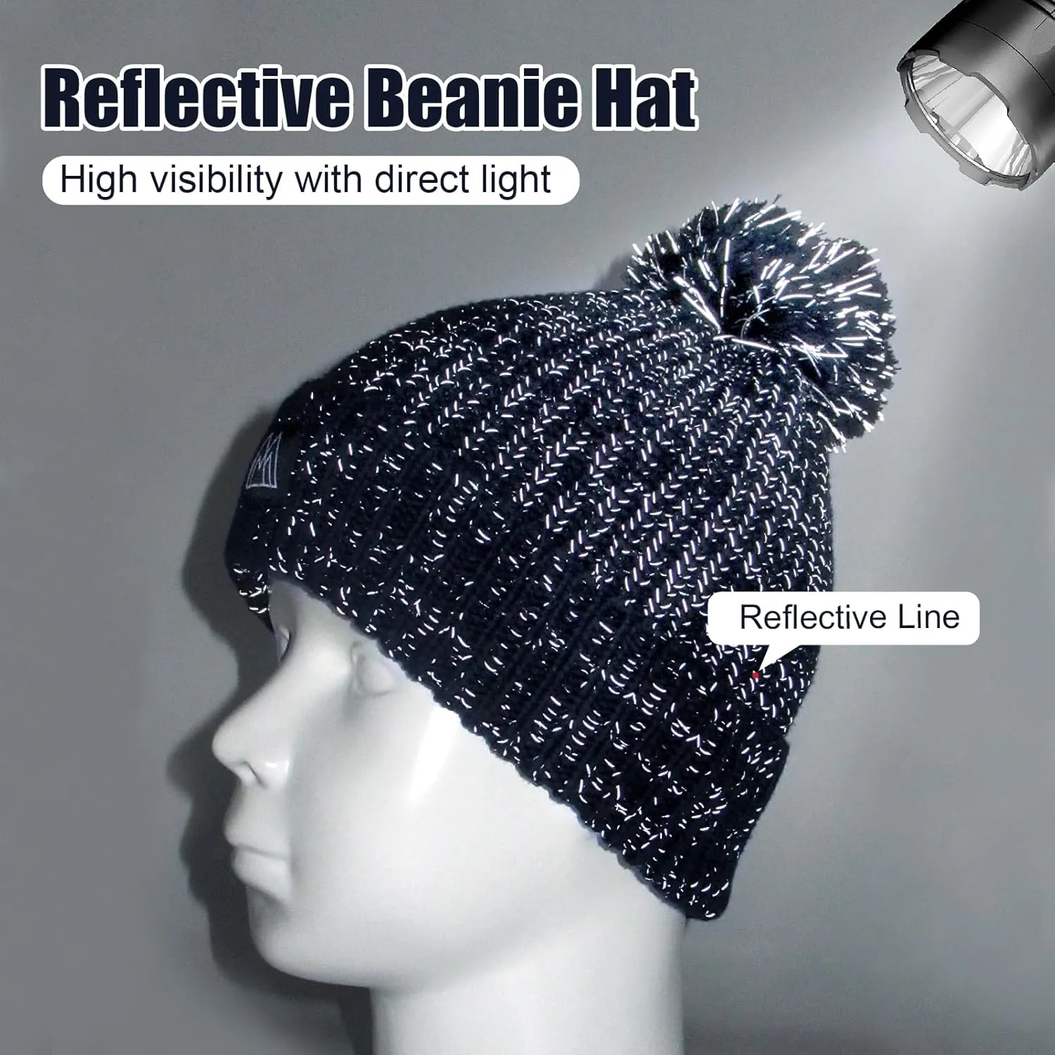 Baby Beanie Reflective Toddler Winter Hat Knitted Infant Beanies for Girls Boys Novelty Pom Pom Hats