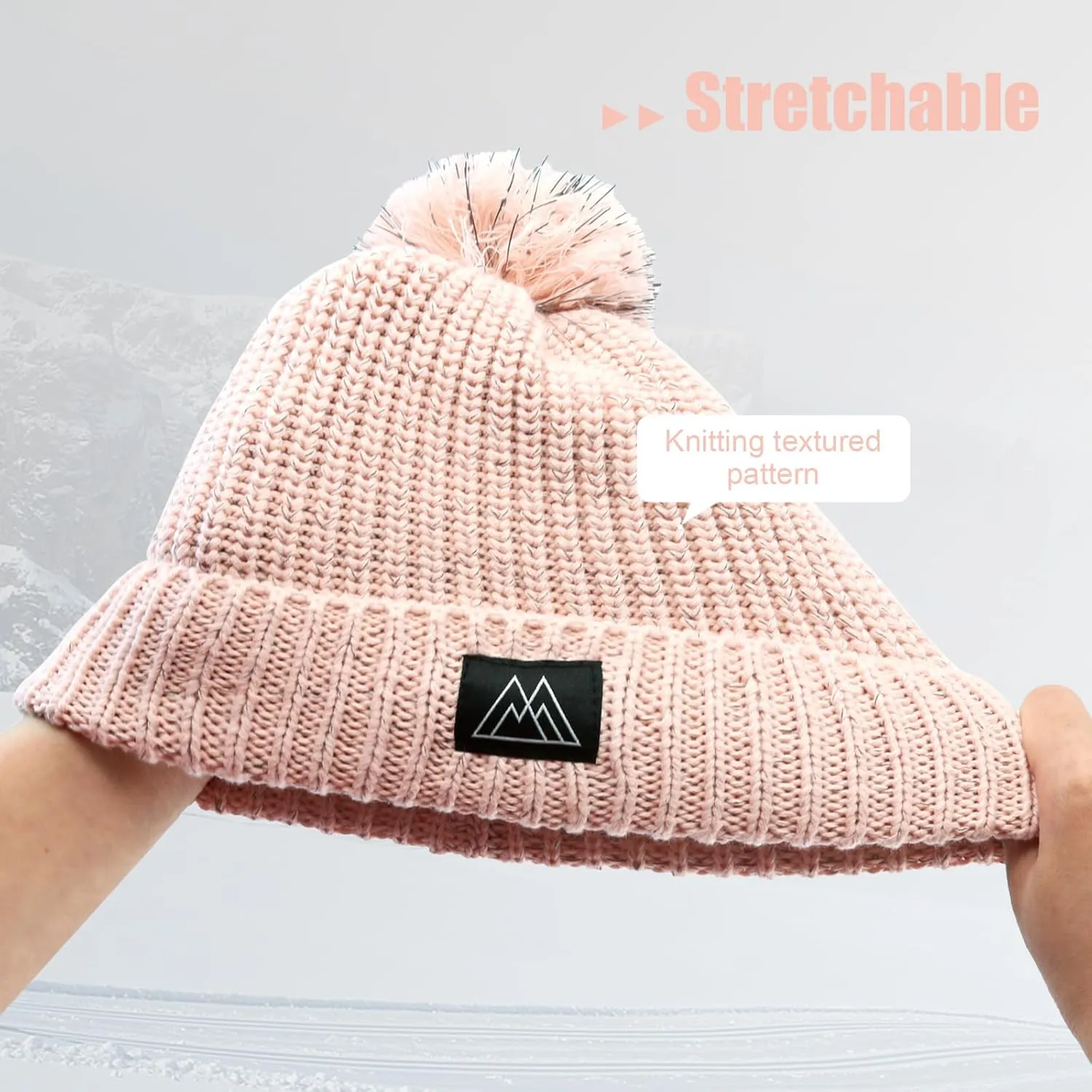 Baby Beanie Reflective Toddler Winter Hat Knitted Infant Beanies for Girls Boys Novelty Pom Pom Hats