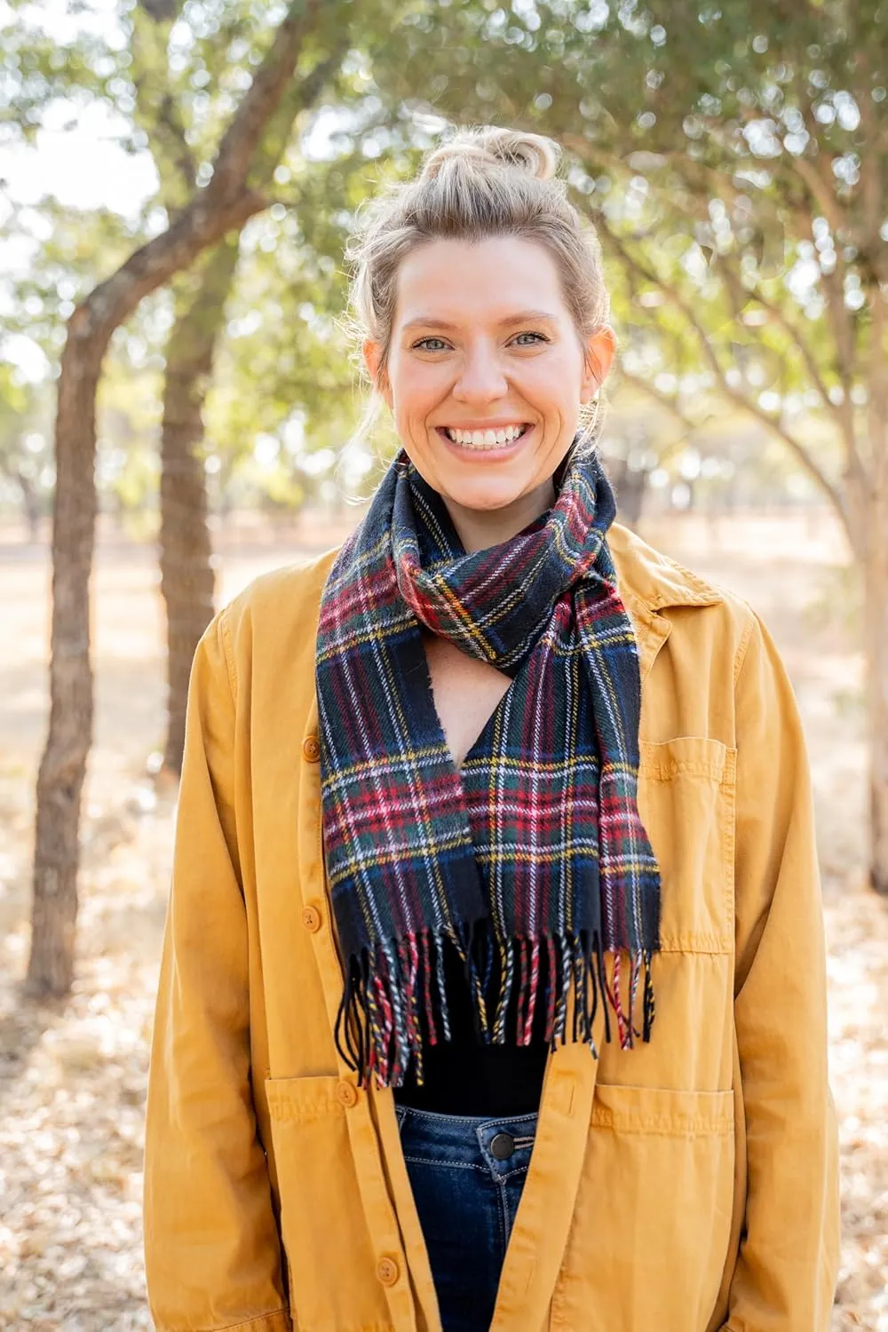 Briomhar Tartan Plaid Wool Scottish Scarf - 100% Lambswool Made in Scotland, Perfect Winter Scarf for Cold Weather