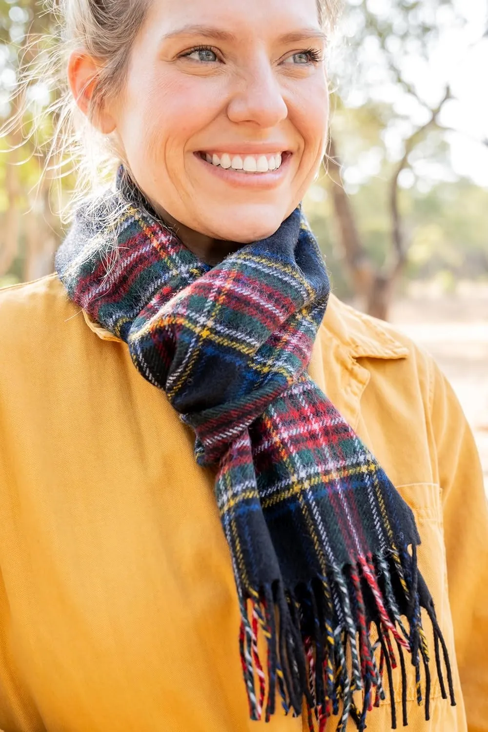 Briomhar Tartan Plaid Wool Scottish Scarf - 100% Lambswool Made in Scotland, Perfect Winter Scarf for Cold Weather
