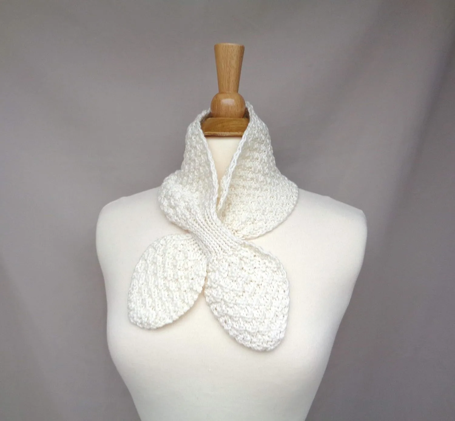 Cashmere Blend Neck Warmer Ascot Scarf, Pull Through Scarflette, Hand Knit MULTIPLE COLOR CHOICES