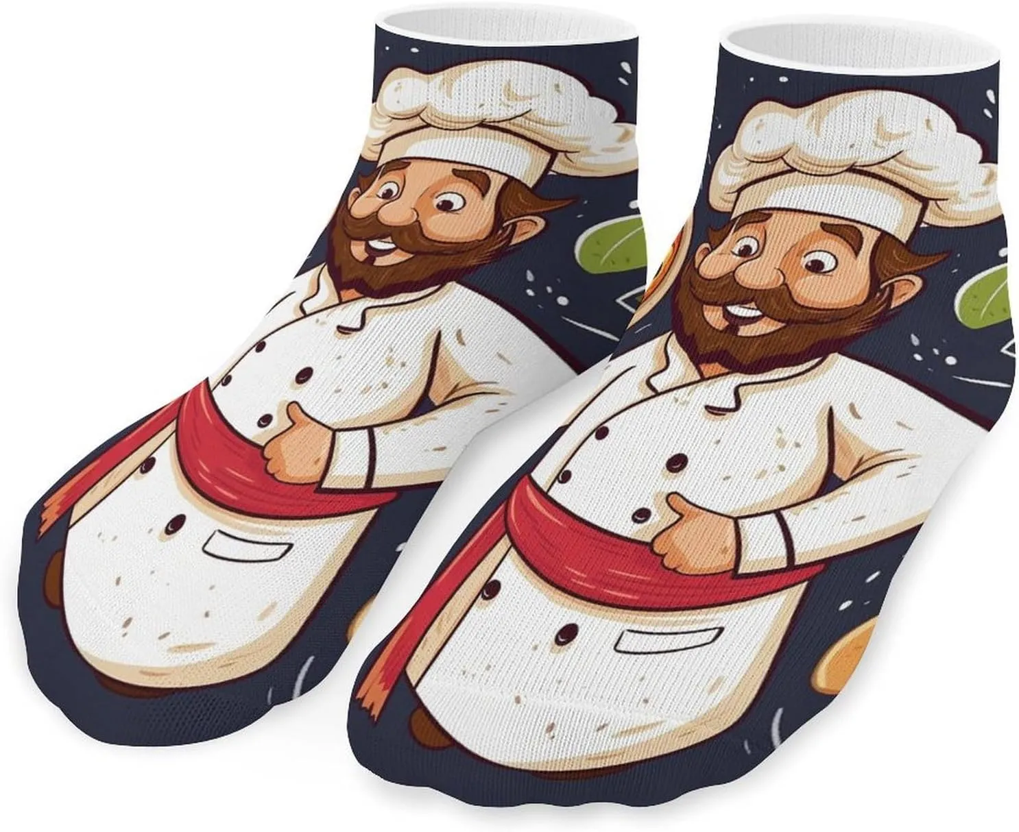 Chef Pizza Socks Ankle Length Socks Casual Short Socks for Women Men Low Cut Sports Socks Running Socks No Show Socks Ankle Socks Athletic Socks Workout Socks