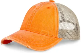 CHOK.LIDS Everyday Premium Washed Trucker Hat Unstructured Distressed Pigment Dyed Cap Adjustable Outdoor Headwear