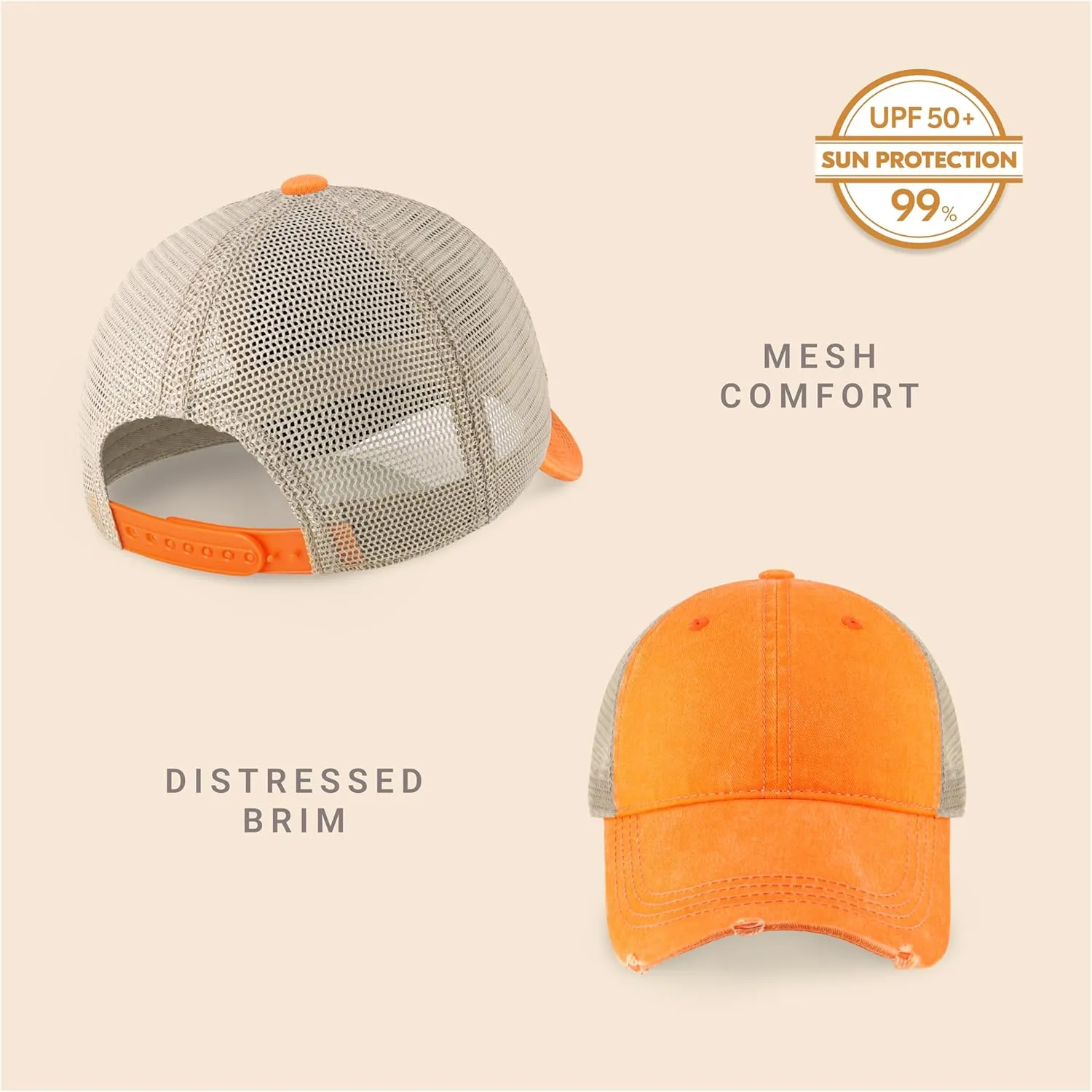 CHOK.LIDS Everyday Premium Washed Trucker Hat Unstructured Distressed Pigment Dyed Cap Adjustable Outdoor Headwear