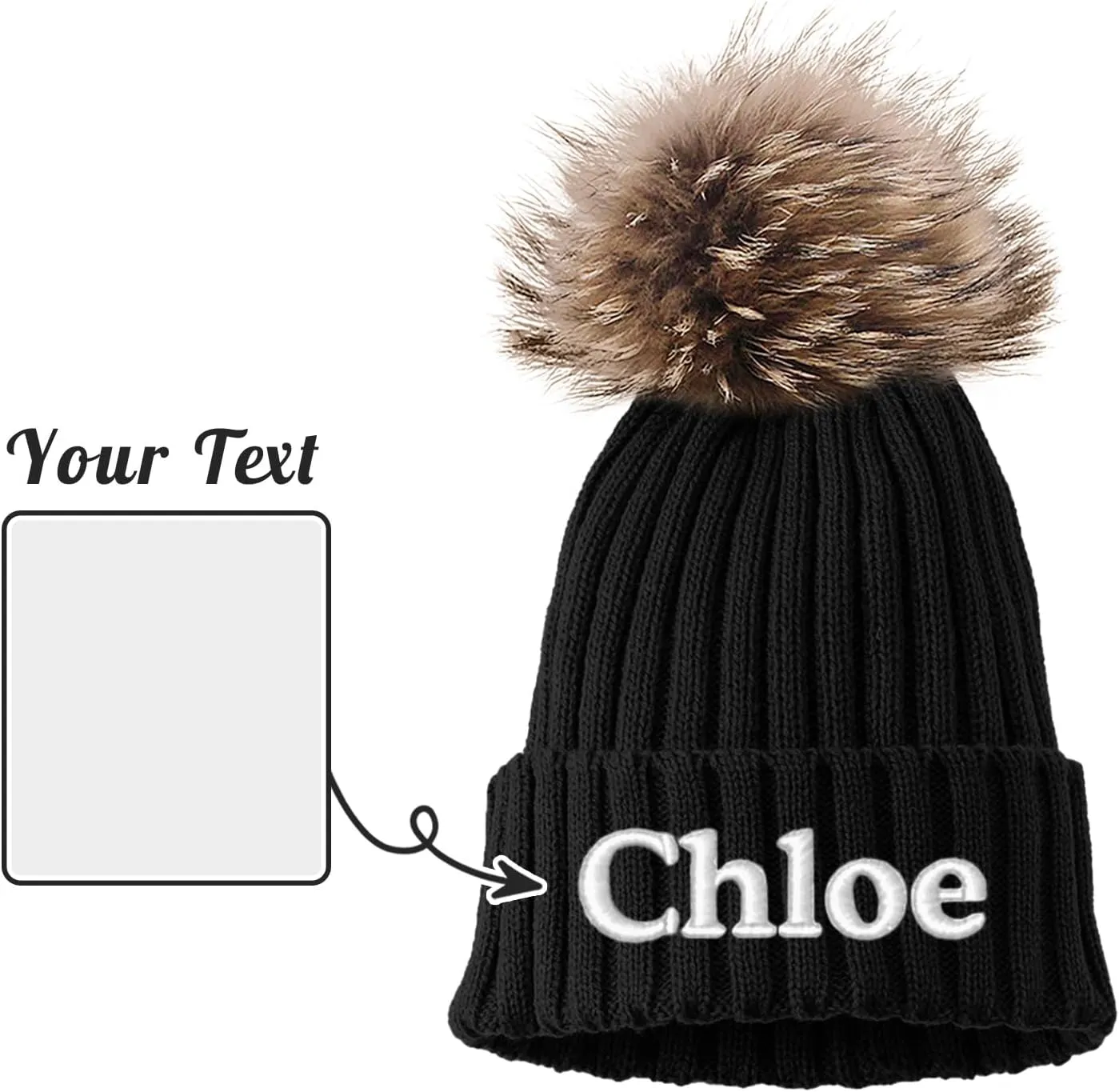 Custom Embroidered Name Winter Toddler Beanies for Boys Girls - Personalized Grey Baby Beanies for Kids Adults