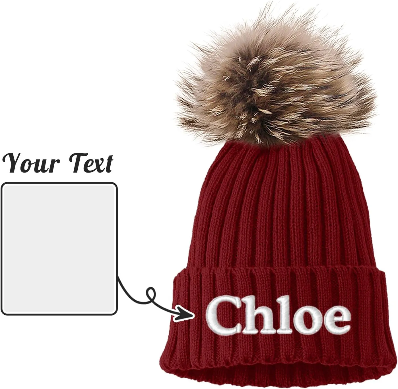 Custom Embroidered Name Winter Toddler Beanies for Boys Girls - Personalized Grey Baby Beanies for Kids Adults