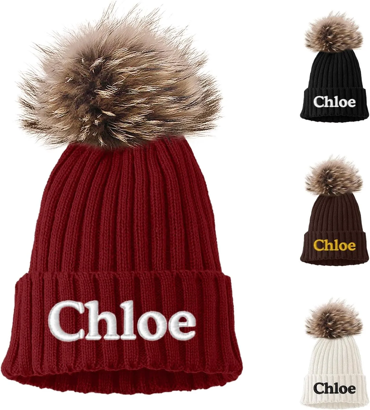 Custom Embroidered Name Winter Toddler Beanies for Boys Girls - Personalized Grey Baby Beanies for Kids Adults