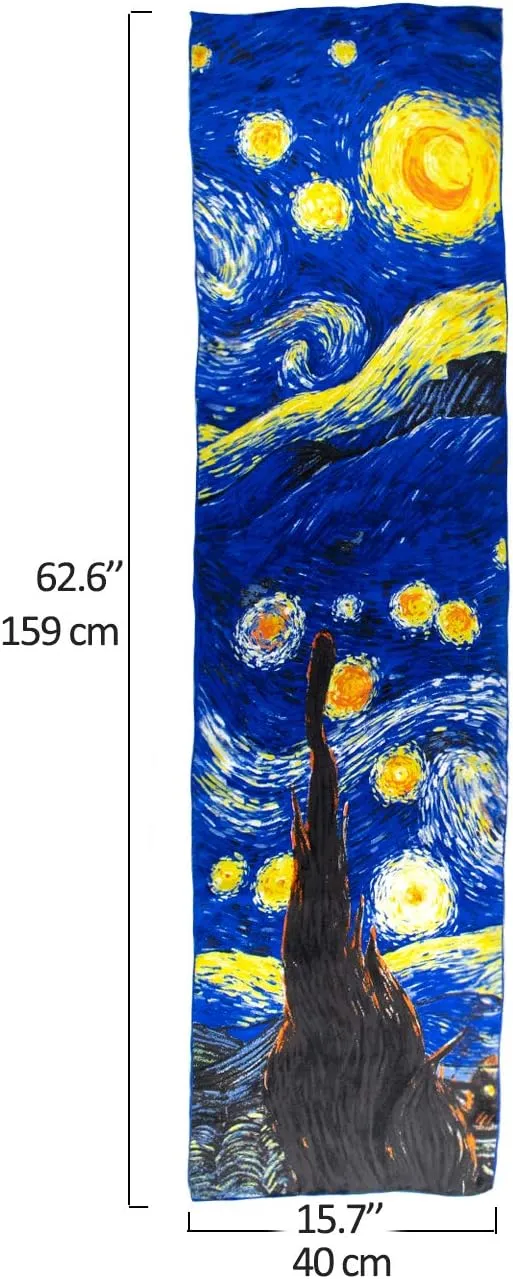 Dahlia Women's 100% Luxury Long Silk Scarf - Van Gogh's Art Collection