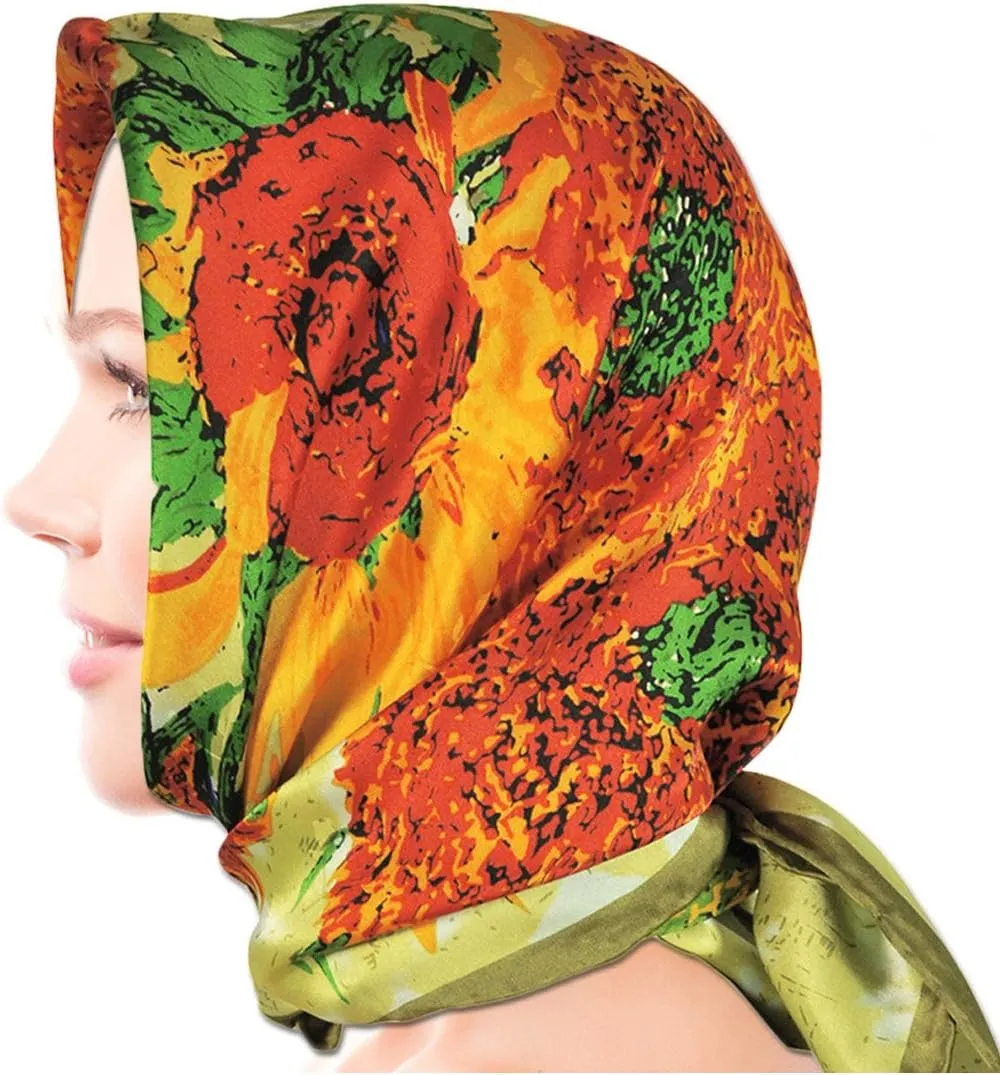 Dahlia Women's 100% Luxury Long Silk Scarf - Van Gogh's Art Collection