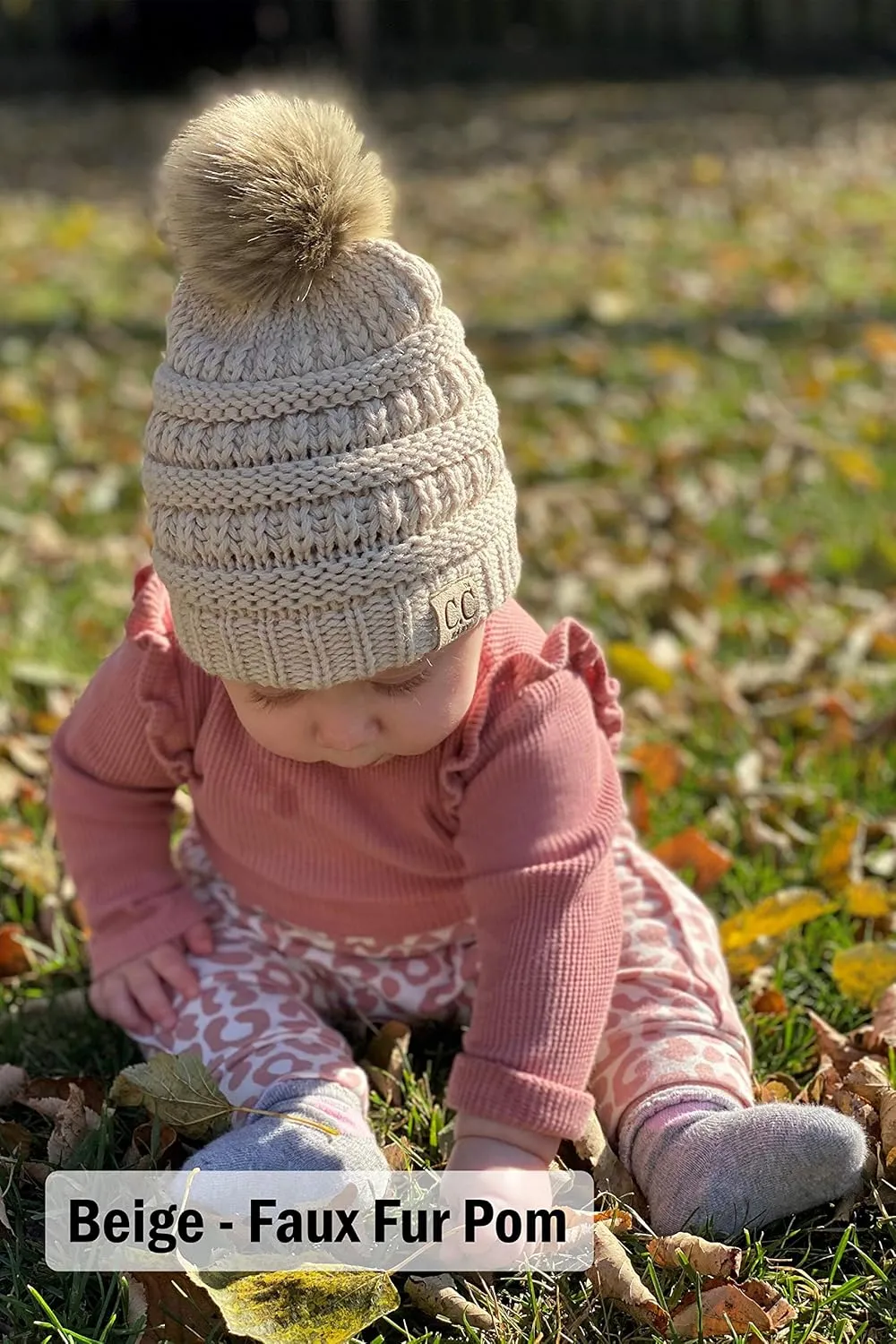 Funky Junque Baby Beanie Hat - Soft Knit Winter Cap with Double Pom Pom - Easter Pastels, Classic Solids, Value Packs