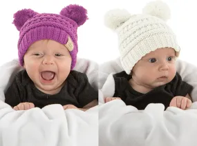 Funky Junque Baby Beanie Hat - Soft Knit Winter Cap with Double Pom Pom - Easter Pastels, Classic Solids, Value Packs