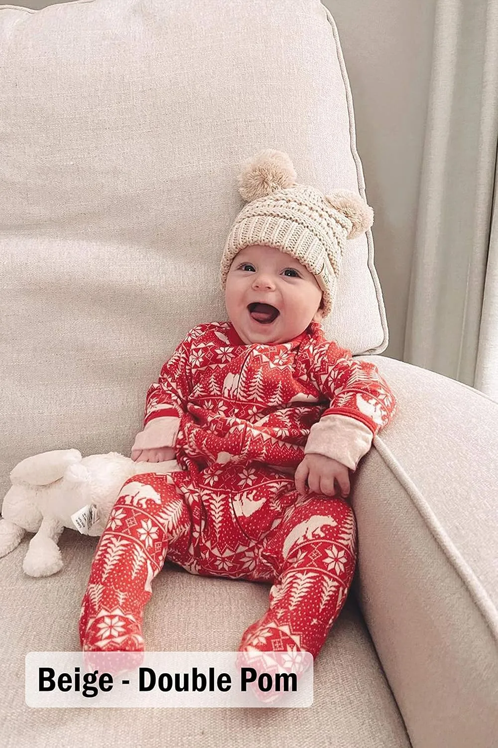 Funky Junque Exclusives Baby Infant Beanie Knit Warm Winter Pom Pom Skull Cap Hat