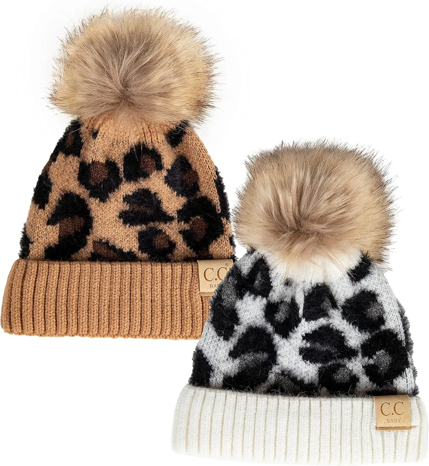 Funky Junque Exclusives Baby Infant Beanie Knit Warm Winter Pom Pom Skull Cap Hat
