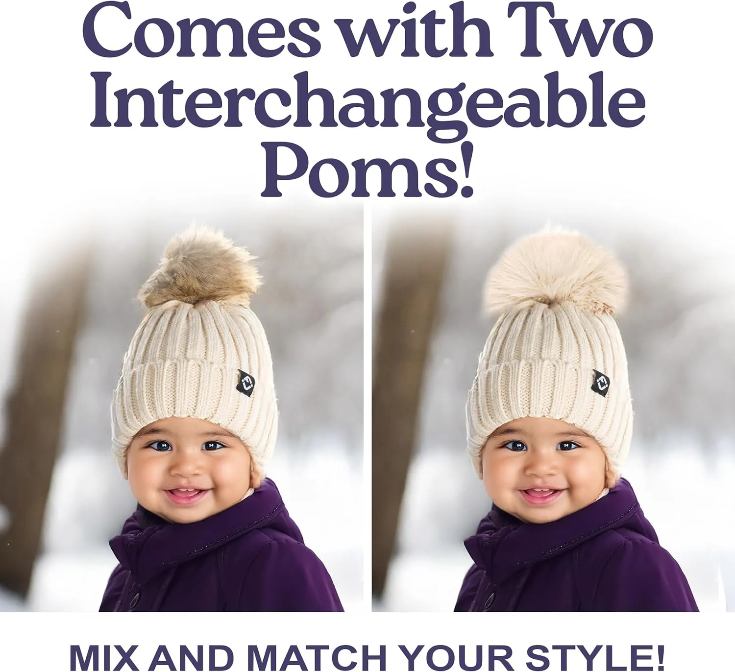 Funky Junque Newborn Cozy Knit Beanie Hat with Removable Pom - Baby Winter Essential - Solid Colors, Value Packs