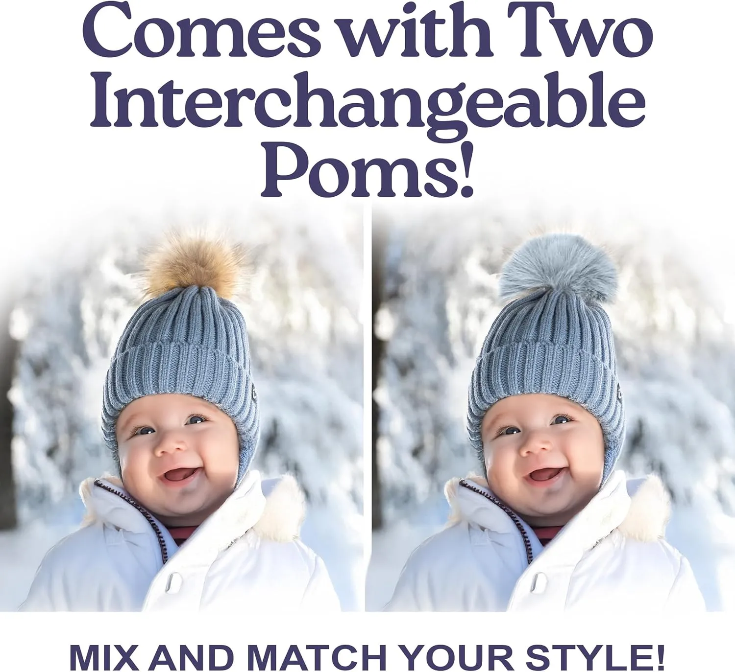 Funky Junque Newborn Cozy Knit Beanie Hat with Removable Pom - Baby Winter Essential - Solid Colors, Value Packs