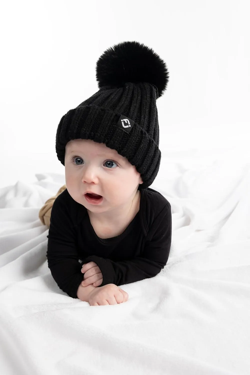 Funky Junque Newborn Cozy Knit Beanie Hat with Removable Pom - Baby Winter Essential - Solid Colors, Value Packs