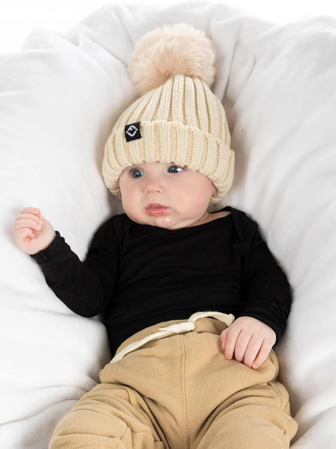 Funky Junque Newborn Cozy Knit Beanie Hat with Removable Pom - Baby Winter Essential - Solid Colors, Value Packs