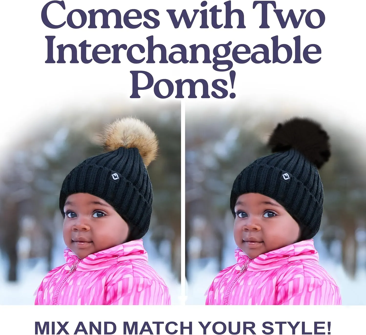 Funky Junque Newborn Cozy Knit Beanie Hat with Removable Pom - Baby Winter Essential - Solid Colors, Value Packs