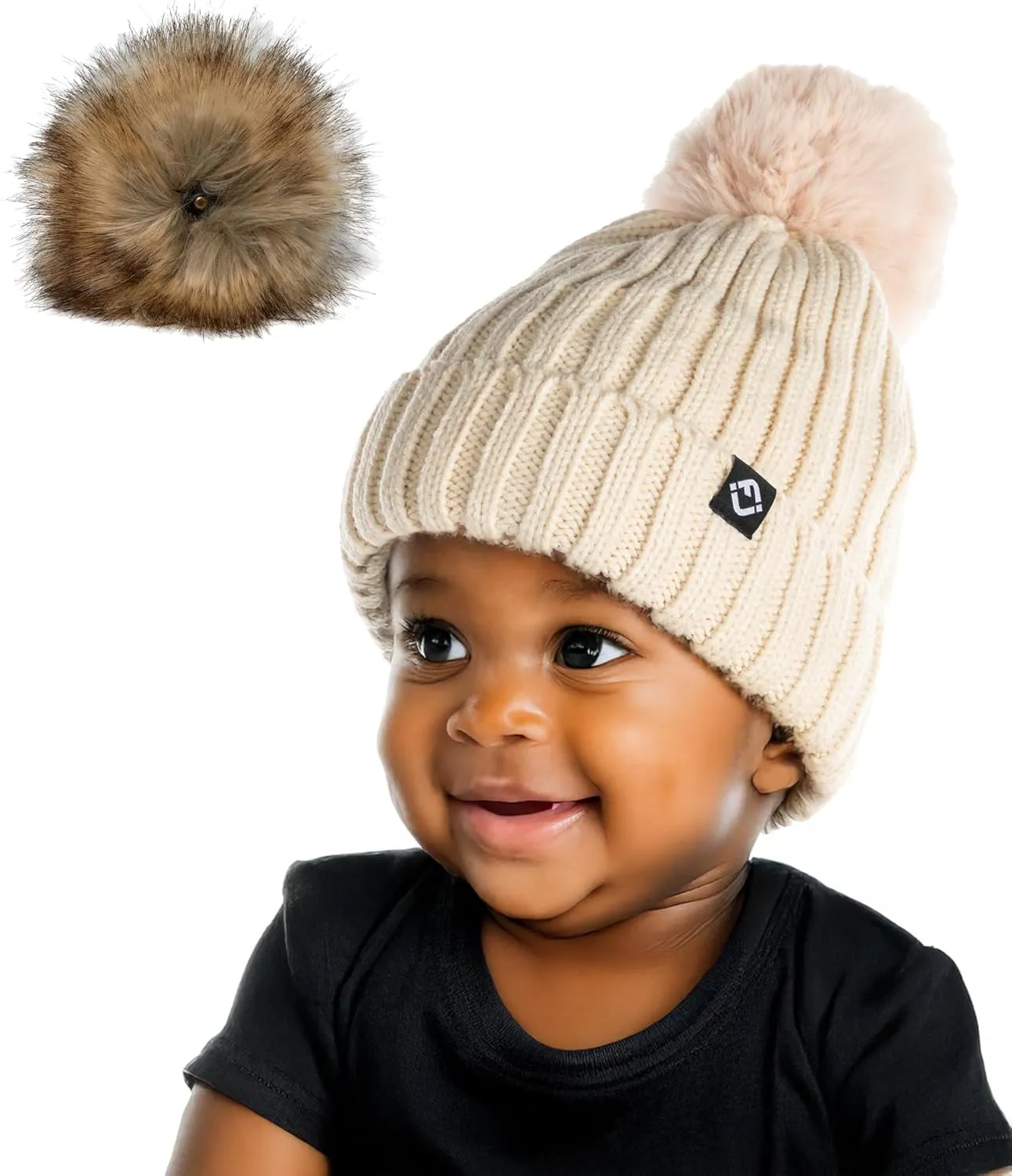 Funky Junque Newborn Cozy Knit Beanie Hat with Removable Pom - Baby Winter Essential - Solid Colors, Value Packs