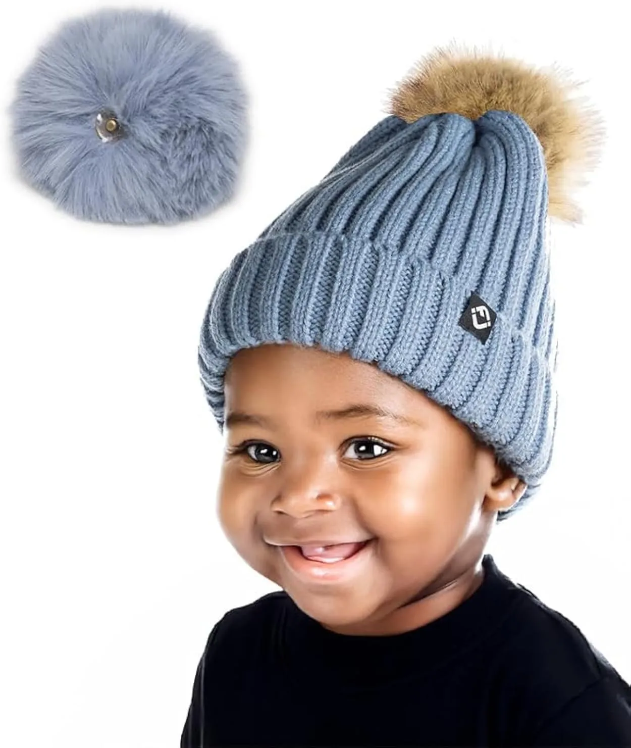 Funky Junque Newborn Cozy Knit Beanie Hat with Removable Pom - Baby Winter Essential - Solid Colors, Value Packs