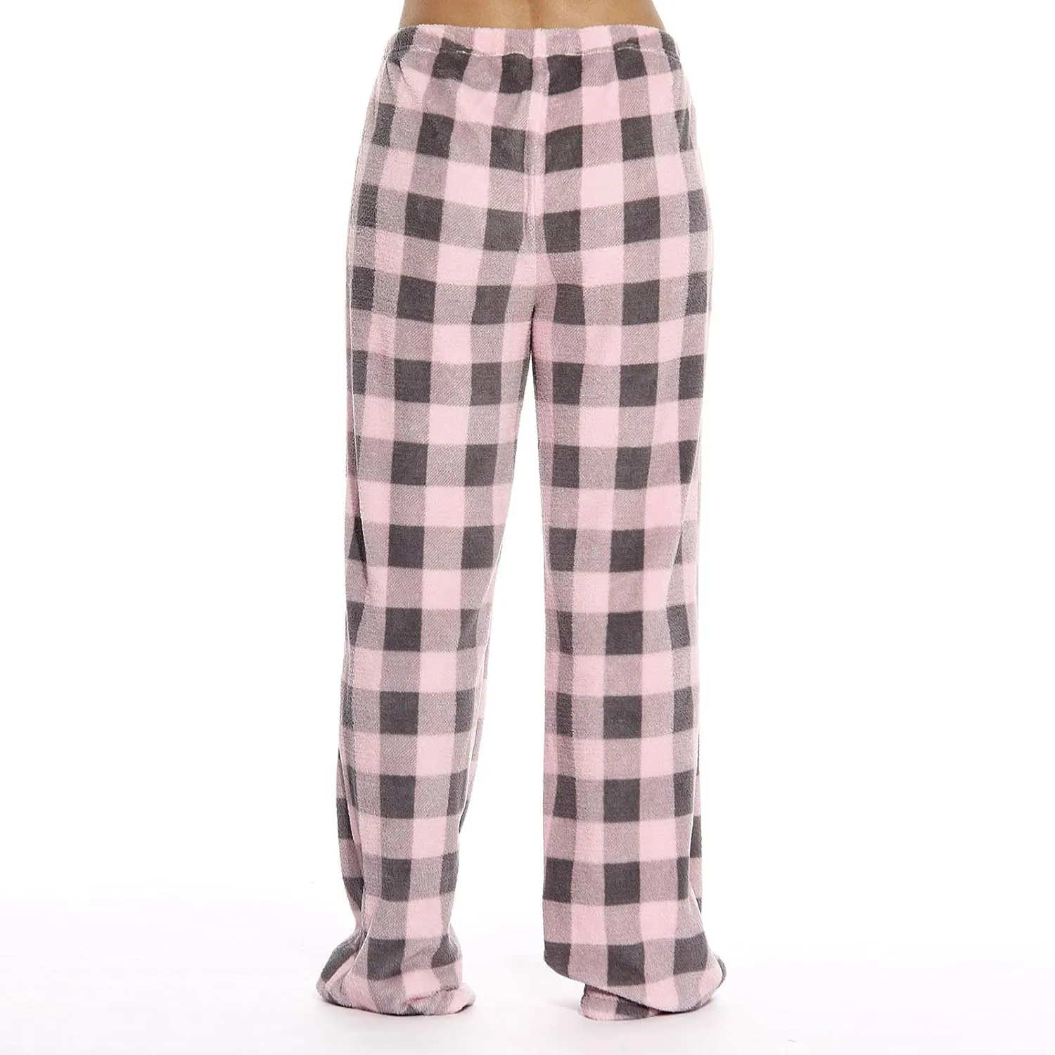 Fuzzy Flannel Pajama Pants Women Soft Fleece Plaid Pj Pants Winter Warm Lounge Pants High Waisted Wide Leg Pj Pants