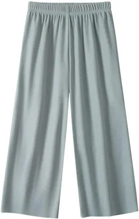 Girls Summer Lightweight Wide Leg Pants Pull On Athletic Pants Stretchy Soft Solid Color Causal Loose Trousers