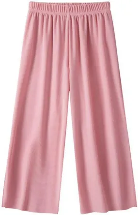 Girls Summer Lightweight Wide Leg Pants Pull On Athletic Pants Stretchy Soft Solid Color Causal Loose Trousers