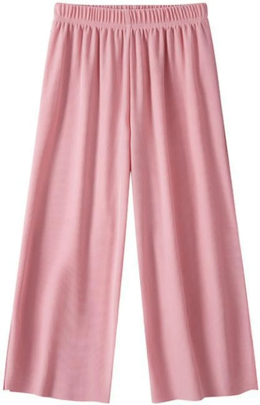 Girls Summer Lightweight Wide Leg Pants Pull On Athletic Pants Stretchy Soft Solid Color Causal Loose Trousers