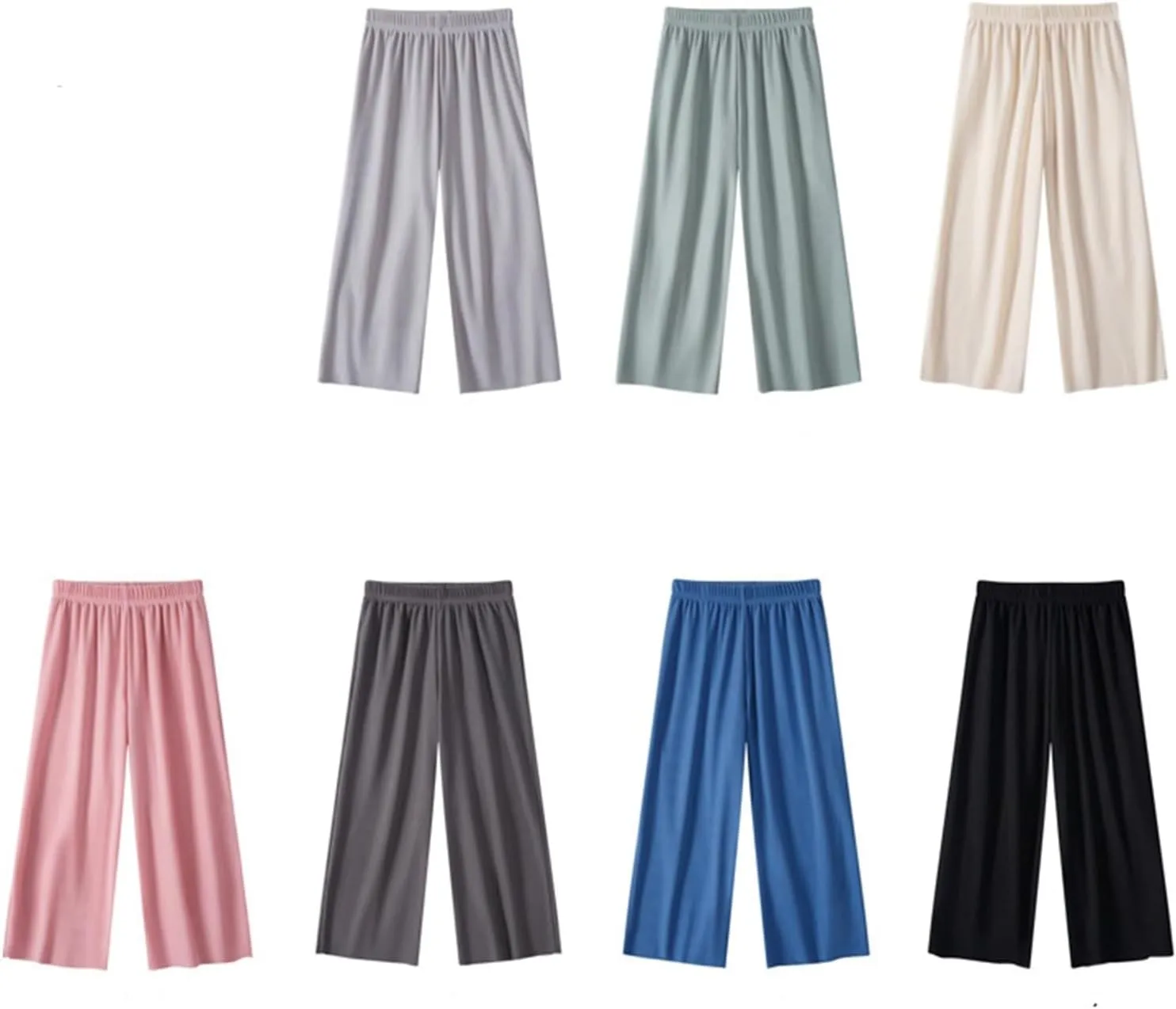 Girls Summer Lightweight Wide Leg Pants Pull On Athletic Pants Stretchy Soft Solid Color Causal Loose Trousers