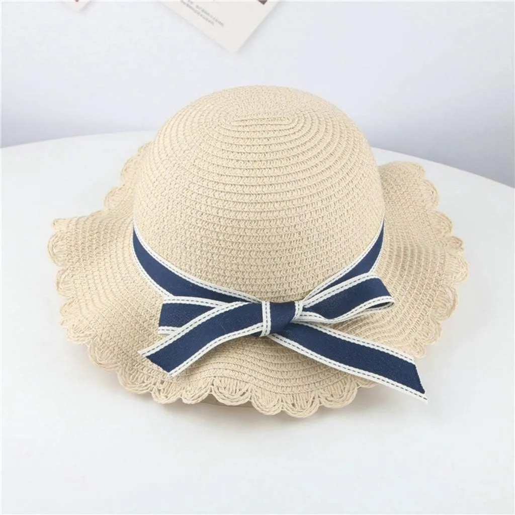 Kids Girls Floppy Straw Hat Sun Hat for Teens Summer Wide-Brim Beach-Cap UPF50  Foldable Fisherman Hat for 2-8 Years