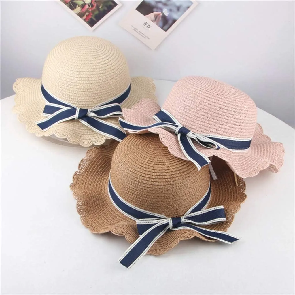 Kids Girls Floppy Straw Hat Sun Hat for Teens Summer Wide-Brim Beach-Cap UPF50  Foldable Fisherman Hat for 2-8 Years