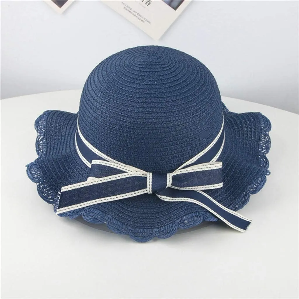 Kids Girls Floppy Straw Hat Sun Hat for Teens Summer Wide-Brim Beach-Cap UPF50  Foldable Fisherman Hat for 2-8 Years