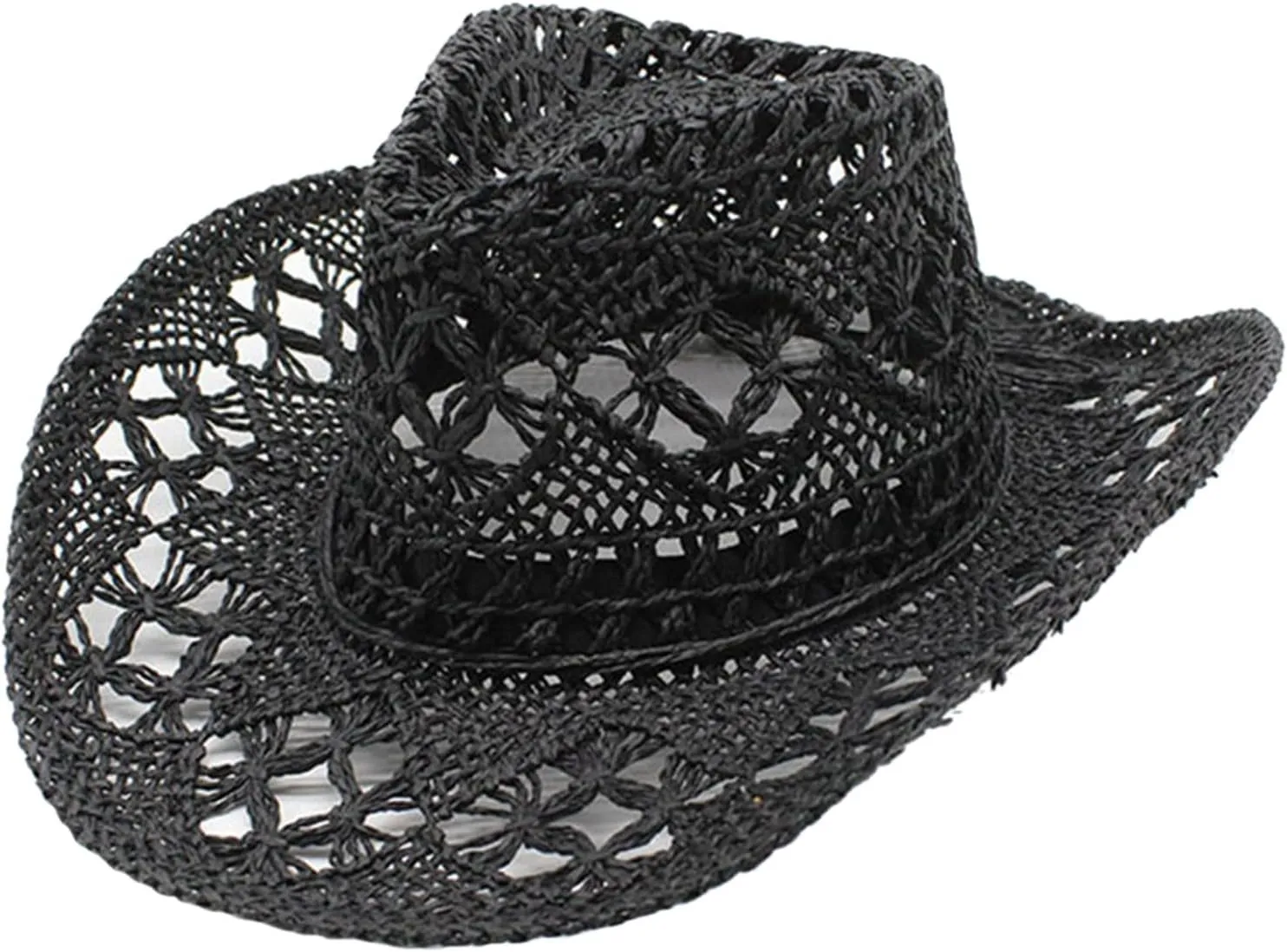 Men Women Cowboy Straw Hats Wide Brim Cowgirl Woven Sun Hat Classic Western Cowboy Caps Summer Beach Cap