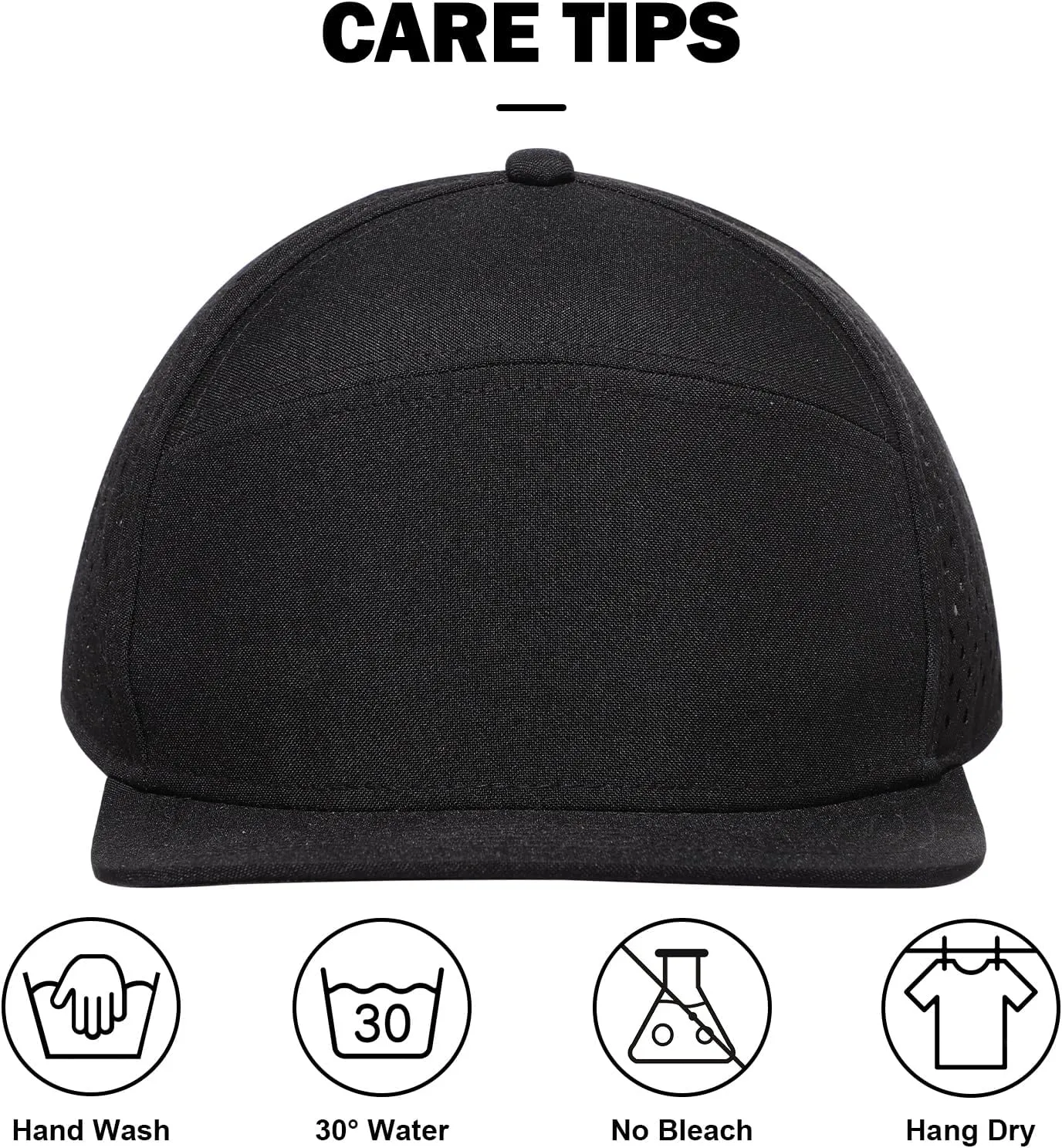 Men's Oversize XXL Flat Brim Baseball Cap Adjustable Performance Snapback Hat Laser Perforated Cap Plus Size for Big Head