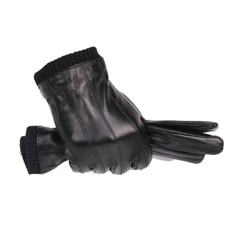 Men's Winter Leather Touch Screen Gloves