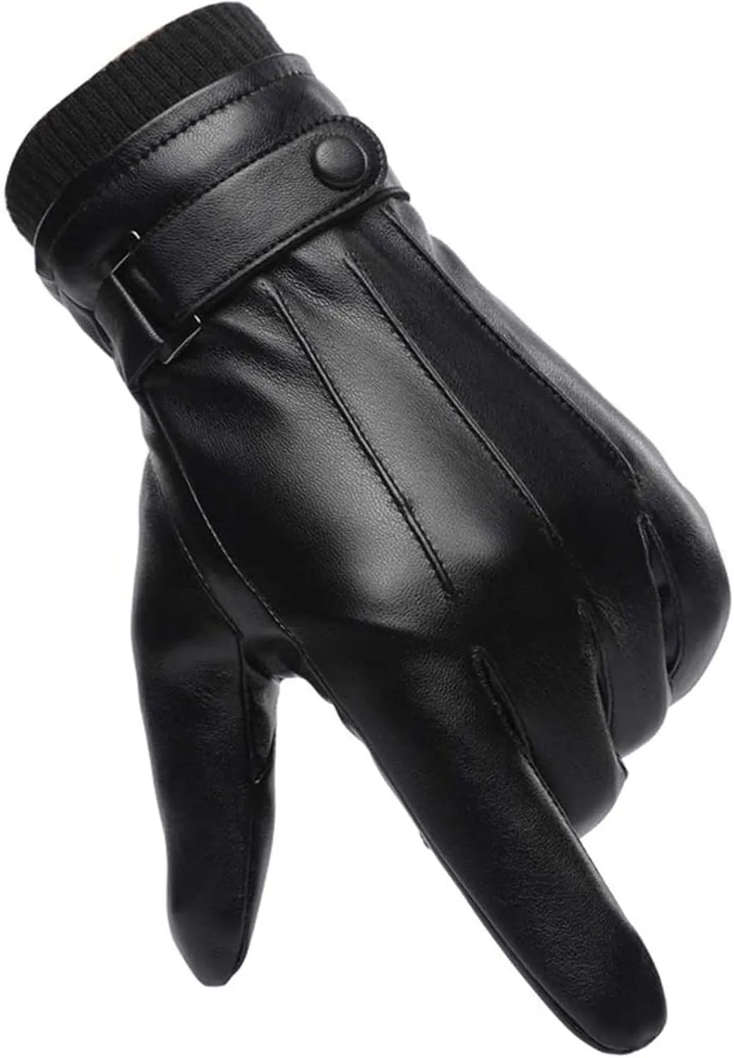 PU Leather Gloves for Men Women Winter Warm Touchscreen Texting Driving Motorcycle Gloves for Cold Weather