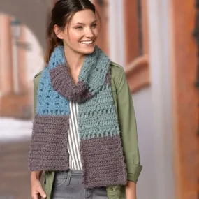 Red Heart Color-Block Crochet Scarf