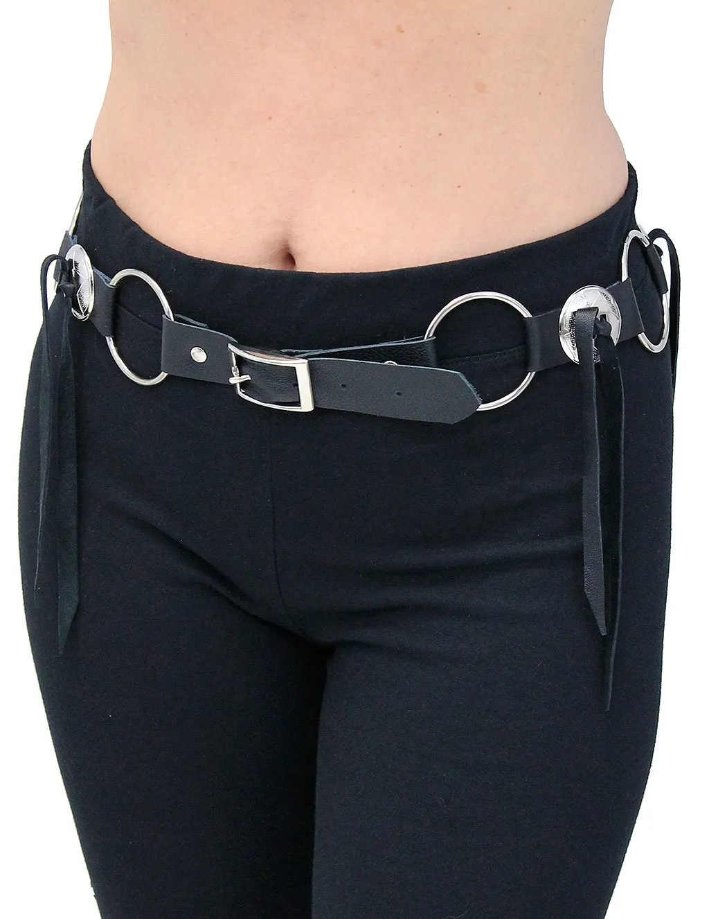 Rings and Conchos Leather Belt #BT2209RRC