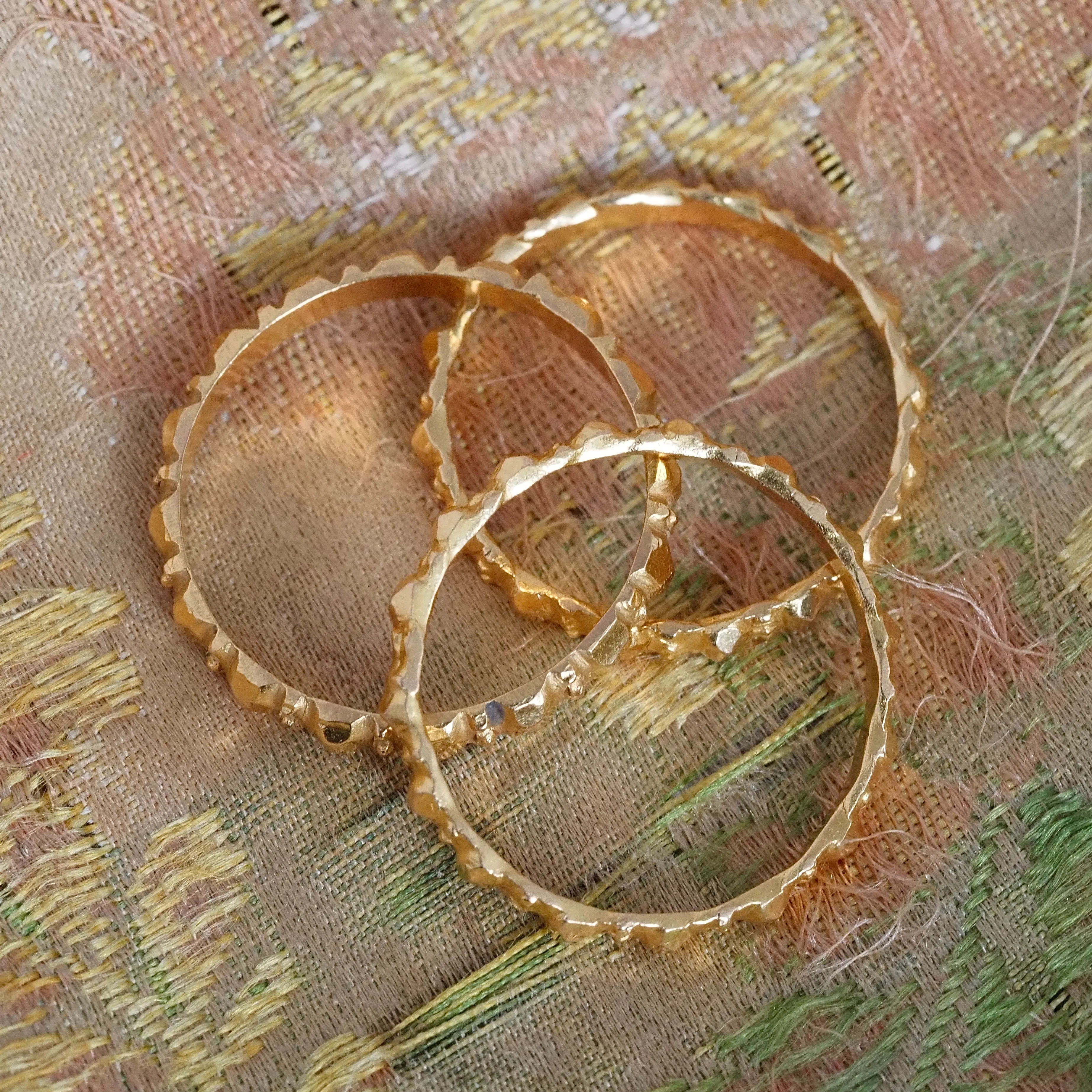 Set of Three Vintage 22k Gold Textured Stacking Rings