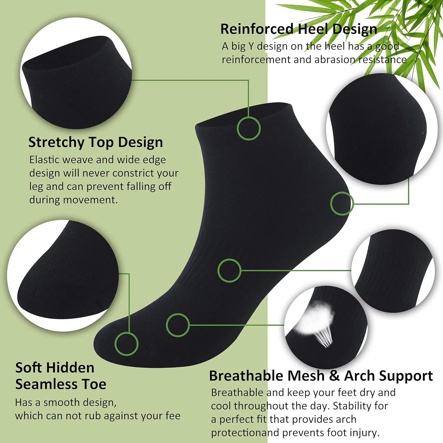 SPST Running Viscose Socks, Women Men Moisture Wicking Cushioned Breathable Soft Ankle/Crew Hiking Low Cut Seamless Socks