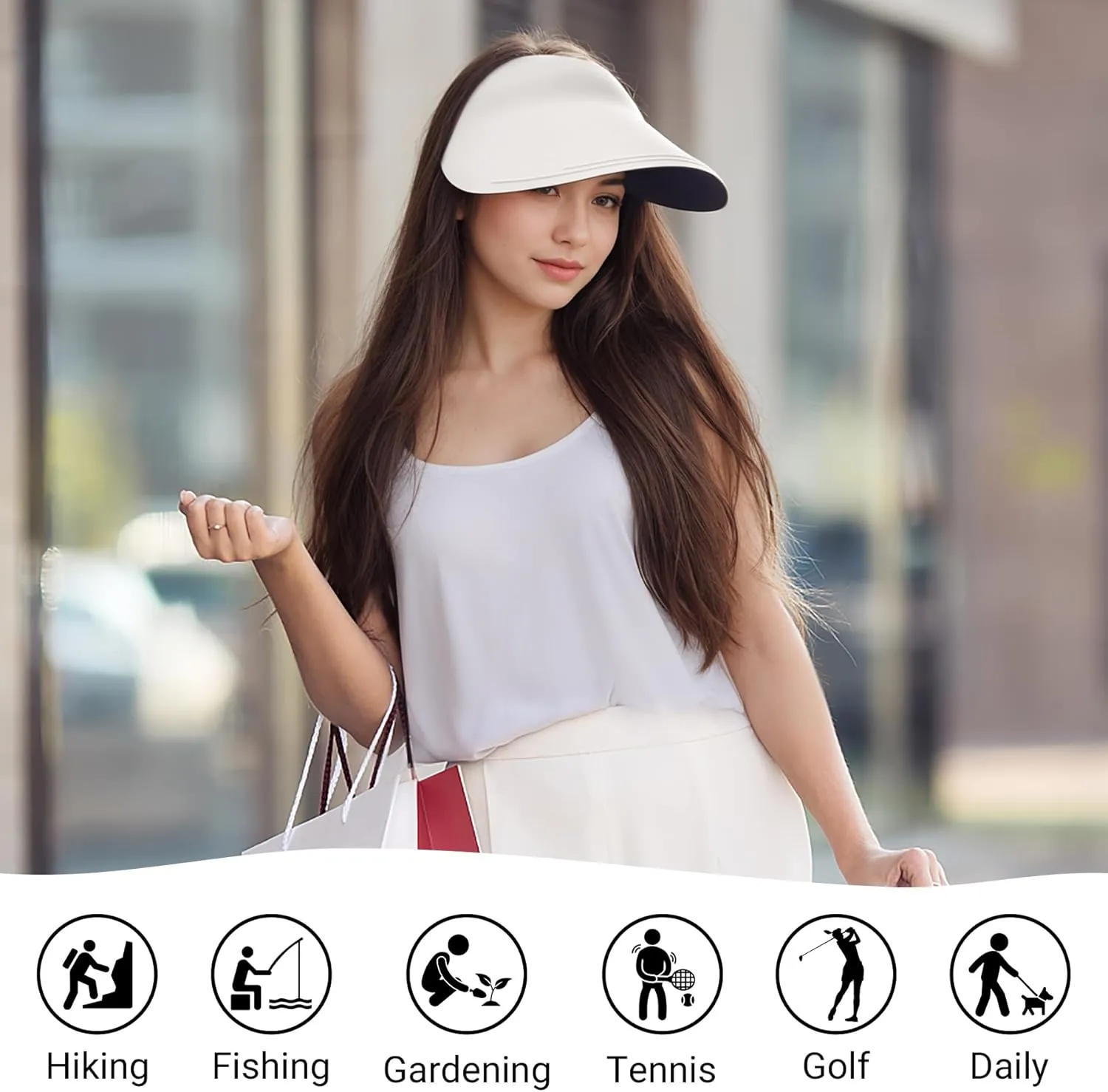 Sukeen Wide Brim Sun Visor Hat for Women Men,UPF50  Seamless Sun Hats Foldable Ponytail Beach Hats for Daily Outdoor Sport