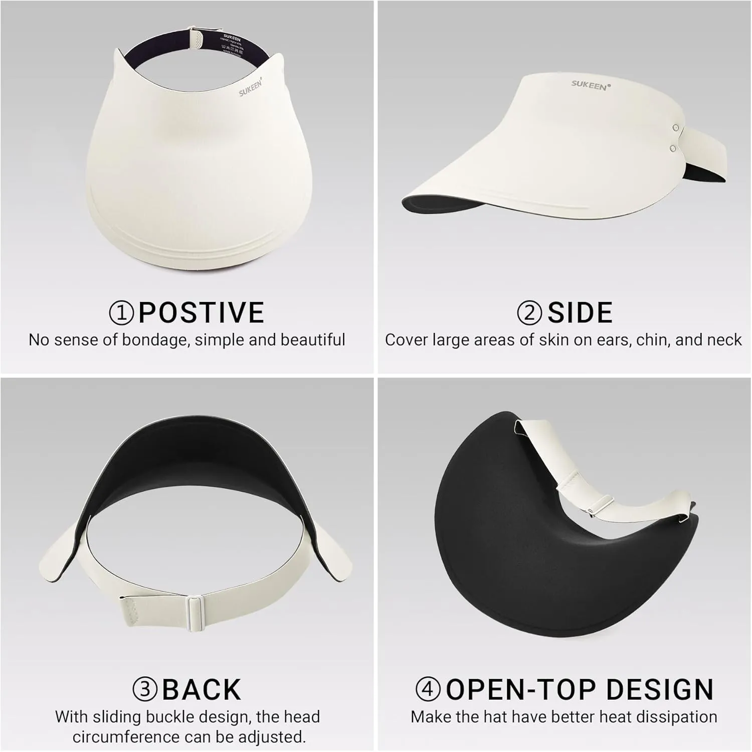 Sukeen Wide Brim Sun Visor Hat for Women Men,UPF50  Seamless Sun Hats Foldable Ponytail Beach Hats for Daily Outdoor Sport