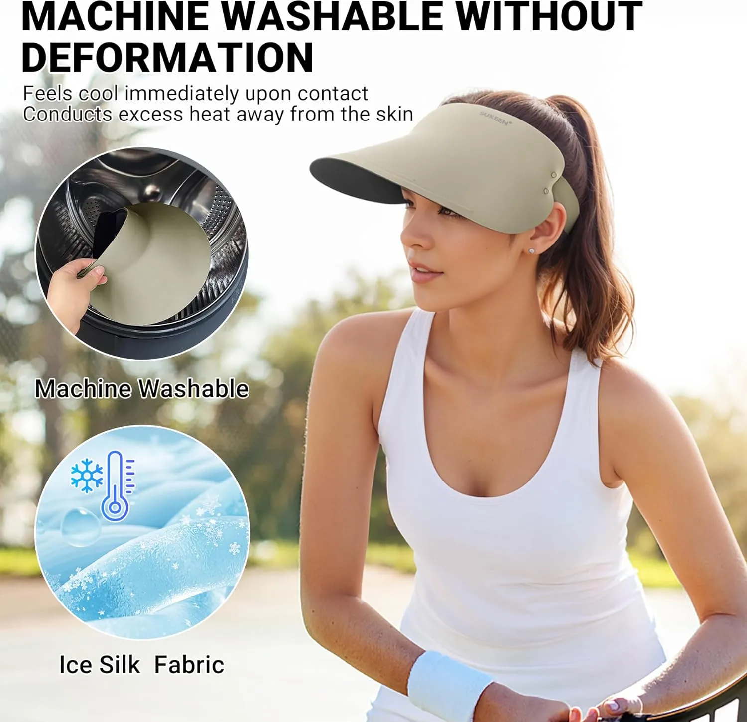 Sukeen Wide Brim Sun Visor Hat for Women Men,UPF50  Seamless Sun Hats Foldable Ponytail Beach Hats for Daily Outdoor Sport