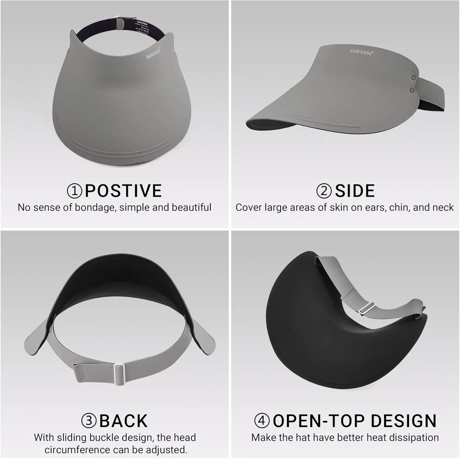 Sukeen Wide Brim Sun Visor Hat for Women Men,UPF50  Seamless Sun Hats Foldable Ponytail Beach Hats for Daily Outdoor Sport