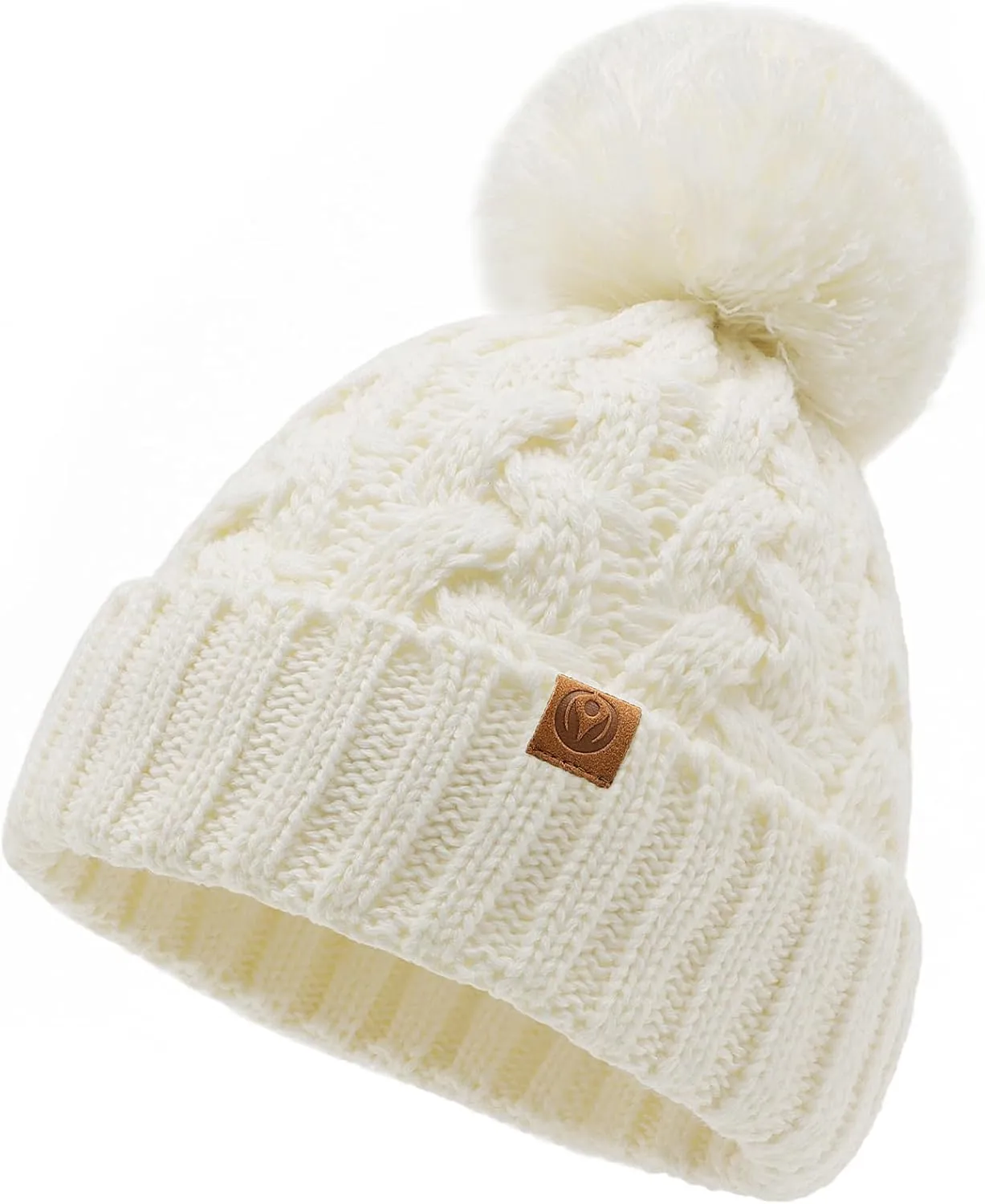 Toddler Winter Hat Toddler Pom Pom Beanie Kids Warm Lined Knit Hat Baby Winter Hats for Girls Boys 3M-8T